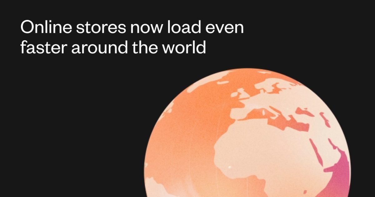 A picture of an orange globe with accompanying text saying Online stores now load even faster around the world