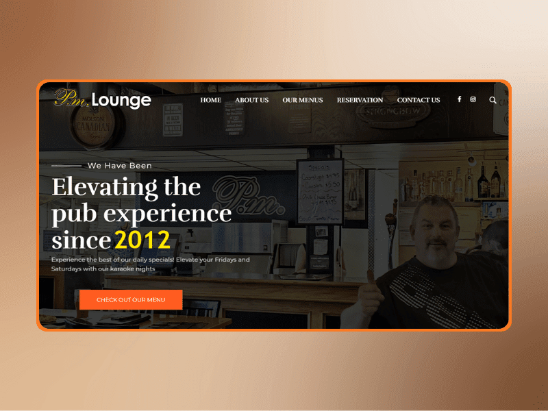 WordPress Website PM Lounge Edmonton: Modern One-Page Restaurant Website